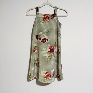 Cinnamon Girl - Sage Rose Print Sleeveless Dress